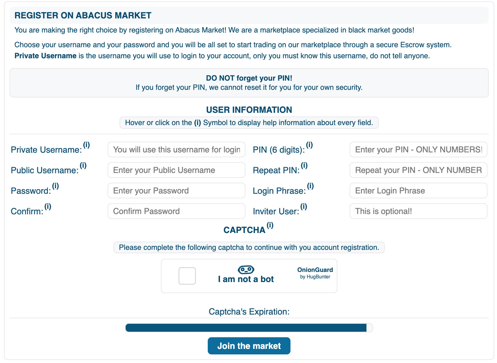 Abacus Market Registration